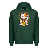 Sports Green maneki neko lucky cat money feline japanese good luck charm kitten gif Premium Hoodie - linhVisuals