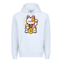 White maneki neko lucky cat money feline japanese good luck charm kitten gif Premium Hoodie - linhVisuals