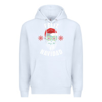 White mexican christmas sugar skull feliz navidad spanish speaking xmas gift Premium Hoodie - linhVisuals