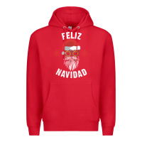 Red mexican christmas sugar skull feliz navidad spanish speaking xmas gift Premium Hoodie - linhVisuals