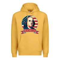 Mustard benjamin franklin Premium Hoodie - linhVisuals