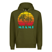 Army Green miami 80s sunset Premium Hoodie - linhVisuals