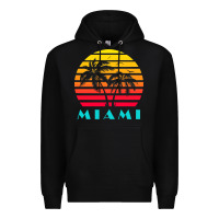 Black miami 80s sunset Premium Hoodie - linhVisuals