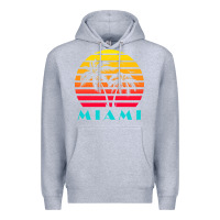 Heather Grey miami 80s sunset Premium Hoodie - linhVisuals