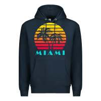 Navy miami 80s sunset Premium Hoodie - linhVisuals