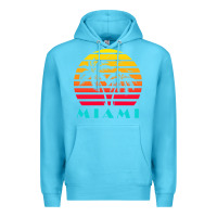 Ocean Blue miami 80s sunset Premium Hoodie - linhVisuals