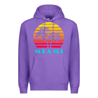Purple miami 80s sunset Premium Hoodie - linhVisuals