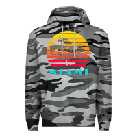 Slate Camo miami 80s sunset Premium Hoodie - linhVisuals