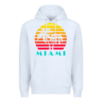 White miami 80s sunset Premium Hoodie - linhVisuals