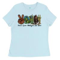 Baby Blue Peace Love Malayan Sun Bear Ladies Tee - LillyAllenDesigns
