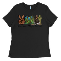 Black Peace Love Malayan Sun Bear Ladies Tee - LillyAllenDesigns