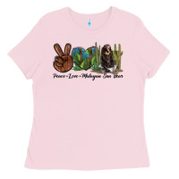 Bubblegum Pink Peace Love Malayan Sun Bear Ladies Tee - LillyAllenDesigns