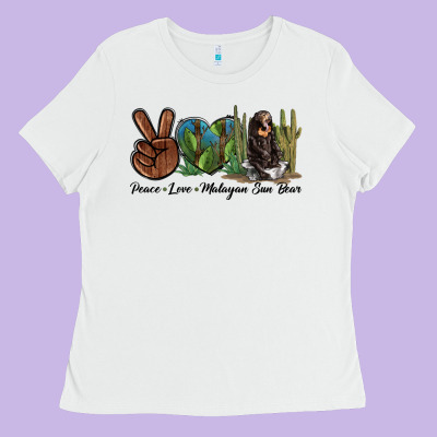 Peace Love Malayan Sun Bear Ladies Tee Designed By Lillyallendesigns
