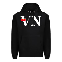 Black Vietnam Flag and Country Initials Premium Hoodie - linhVisuals