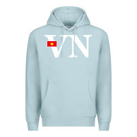 Blue Mist Vietnam Flag and Country Initials Premium Hoodie - linhVisuals