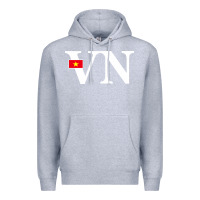 Heather Grey Vietnam Flag and Country Initials Premium Hoodie - linhVisuals