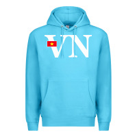 Ocean Blue Vietnam Flag and Country Initials Premium Hoodie - linhVisuals