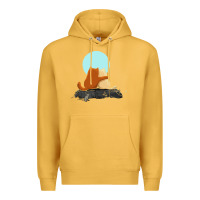 Mustard two cats Premium Hoodie - linhVisuals