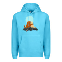 Ocean Blue two cats Premium Hoodie - linhVisuals