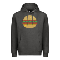 Charcoal Heather vintage burger print Premium Hoodie - linhVisuals