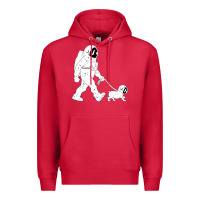 Cardinal walking the dog astronaut Premium Hoodie - linhVisuals