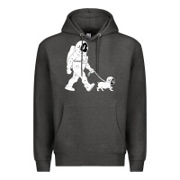 Charcoal Heather walking the dog astronaut Premium Hoodie - linhVisuals