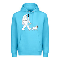 Ocean Blue walking the dog astronaut Premium Hoodie - linhVisuals
