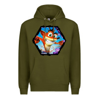 Army Green CRASH BANDICOOT LEGENDS Premium Hoodie - linhVisuals