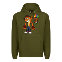 Army Green CRASH BANDICOOT Premium Hoodie - linhVisuals
