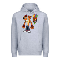 Heather Grey CRASH BANDICOOT Premium Hoodie - linhVisuals