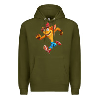 Army Green CRASH BANDICOOT Premium Hoodie - linhVisuals