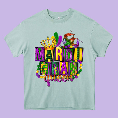 Mardi Gras Queen Heavy Core Tee Designed By Fadigitalartstudio
