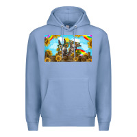 Colony Blue 2 donkeys sunflower Premium Hoodie - BarkalooDesign