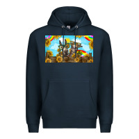 Navy 2 donkeys sunflower Premium Hoodie - BarkalooDesign