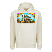 Oatmeal Heather 2 donkeys sunflower Premium Hoodie - BarkalooDesign