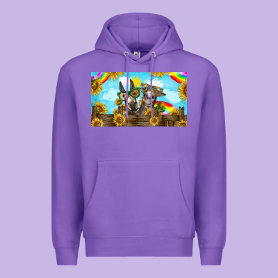 2 Donkeys Sunflower Premium Hoodie Designed By Barkaloodesign