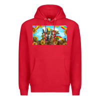 Red 2 donkeys sunflower Premium Hoodie - BarkalooDesign