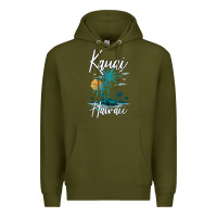 Army Green family vacation retro sunset hawaii kauai t shirt Premium Hoodie - linhVisuals