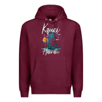 Burgundy family vacation retro sunset hawaii kauai t shirt Premium Hoodie - linhVisuals