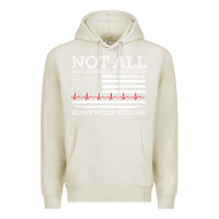Oatmeal Heather nurses not all superheroes wear caps some wear scrubs nurse supportive Premium Hoodie - linhVisuals