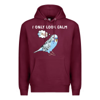 Burgundy parakeet bird biting finger funny i only look calm Premium Hoodie - linhVisuals