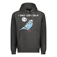 Charcoal Heather parakeet bird biting finger funny i only look calm Premium Hoodie - linhVisuals