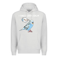 Dove Grey parakeet bird biting finger funny i only look calm Premium Hoodie - linhVisuals