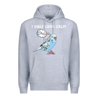 Heather Grey parakeet bird biting finger funny i only look calm Premium Hoodie - linhVisuals
