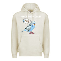 Oatmeal Heather parakeet bird biting finger funny i only look calm Premium Hoodie - linhVisuals