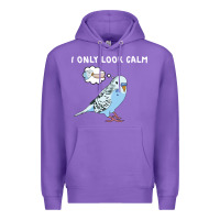 Purple parakeet bird biting finger funny i only look calm Premium Hoodie - linhVisuals