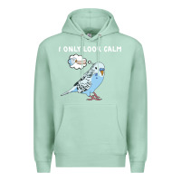 Seafoam parakeet bird biting finger funny i only look calm Premium Hoodie - linhVisuals