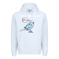 White parakeet bird biting finger funny i only look calm Premium Hoodie - linhVisuals