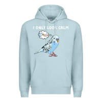 Blue Mist parakeet bird biting finger funny i only look calm Premium Hoodie - linhVisuals