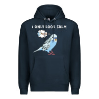 Navy parakeet bird biting finger funny i only look calm Premium Hoodie - linhVisuals